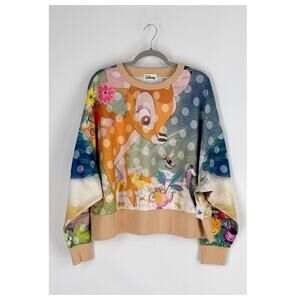 Disney All Over Print Bambi Thumper Long Sleeve Top Pullover Womens Size 1X New